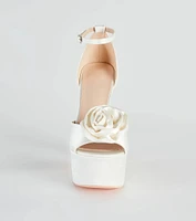 Fashion Strut Satin Rose Platform Heels