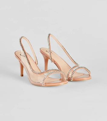 Cool-Girl Glam Rhinestone Clear Strap Stiletto Heels