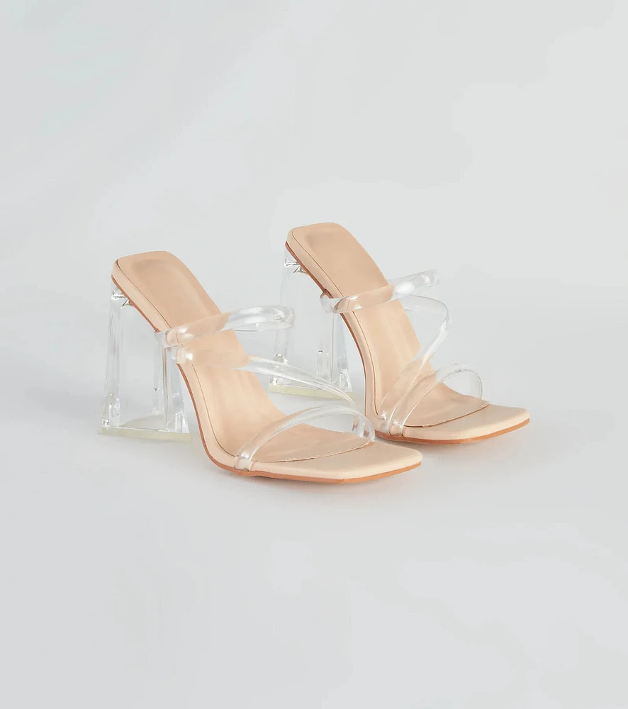 Stay Clear PVC Strappy Lucite Block Heels