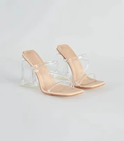 Stay Clear PVC Strappy Lucite Block Heels