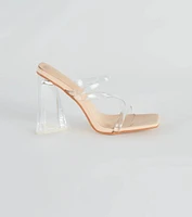 Stay Clear PVC Strappy Lucite Block Heels