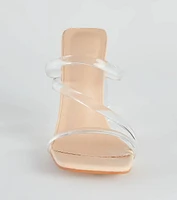 Stay Clear PVC Strappy Lucite Block Heels