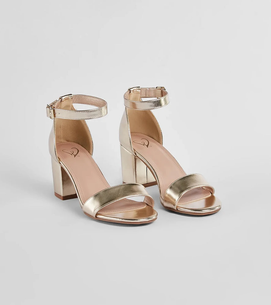 Shine Factor Metallic Low-Block Heels