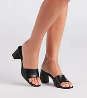 Step Style Square Toe Block Heel Mules