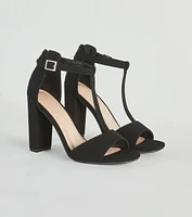 Perfect To A T-Strap Nubuck Block Heels