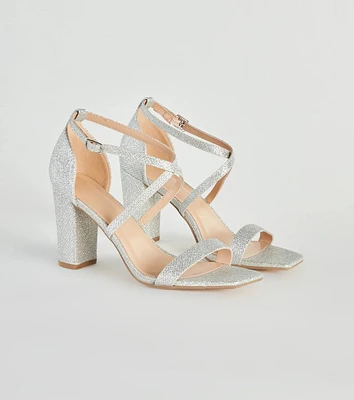 About The Sparkle Glitter Mesh Block Heels