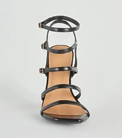 Oo La Faux Leather Caged Stiletto Heels