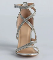 Feeling Like A Diva Rhinestone Block Heels