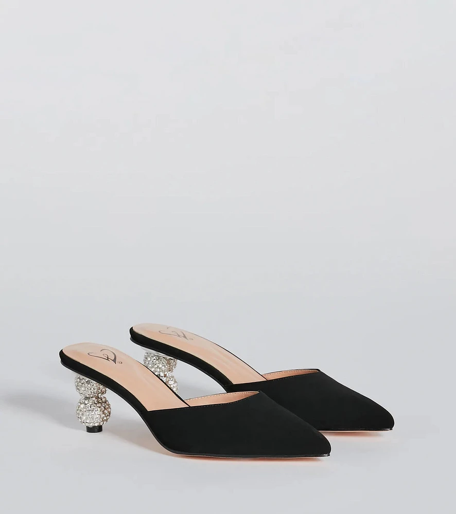 Elevated Elegance Rhinestone Heel Mules