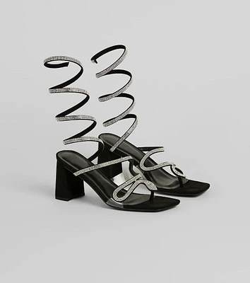 Slay The Scene Snake Strap Block Heels