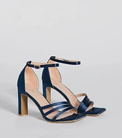 Sleek Status Satin Strappy Block Heels