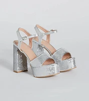 Sparkly Struts Sequin Platform Block Heels