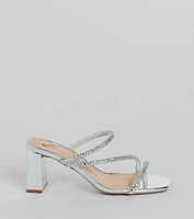 Season To Shine Metallic Rhinestone Mules