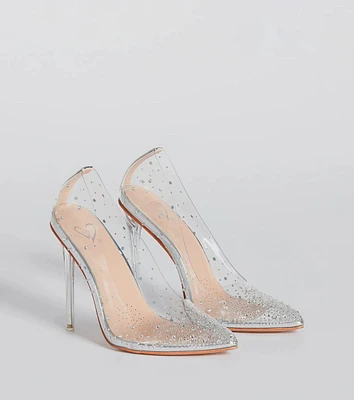 Fairly Glam Clear Rhinestone Stiletto Pumps