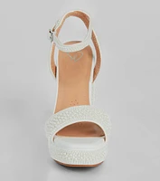 Elite Glam Faux Pearl Platform Block Heels