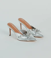 Fabulous Sheen Metallic Strappy Stiletto Mules