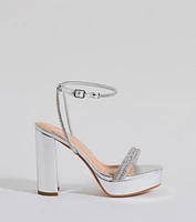 Chic Stunners Rhinestone Platform Metallic Heels