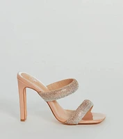 Color Me Glam Ombre Rhinestone Block Heel Mules