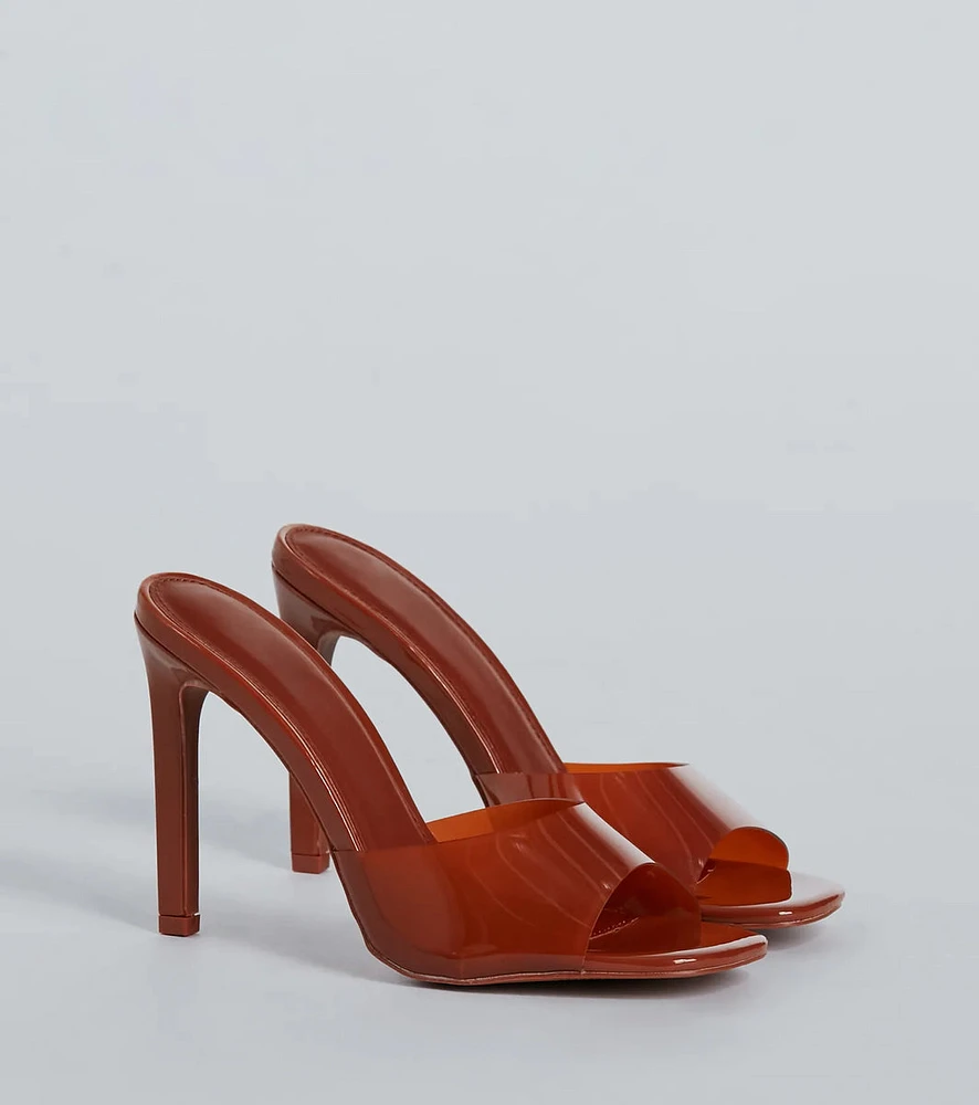 Staying Cute PVC Patent Stiletto Mules