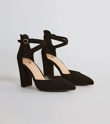 Step Out Pointed Toe Block Heel Pumps