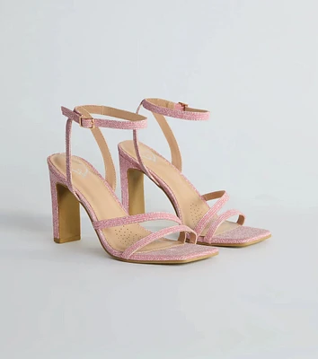 Time To Shine Glitter Strappy Block Heels