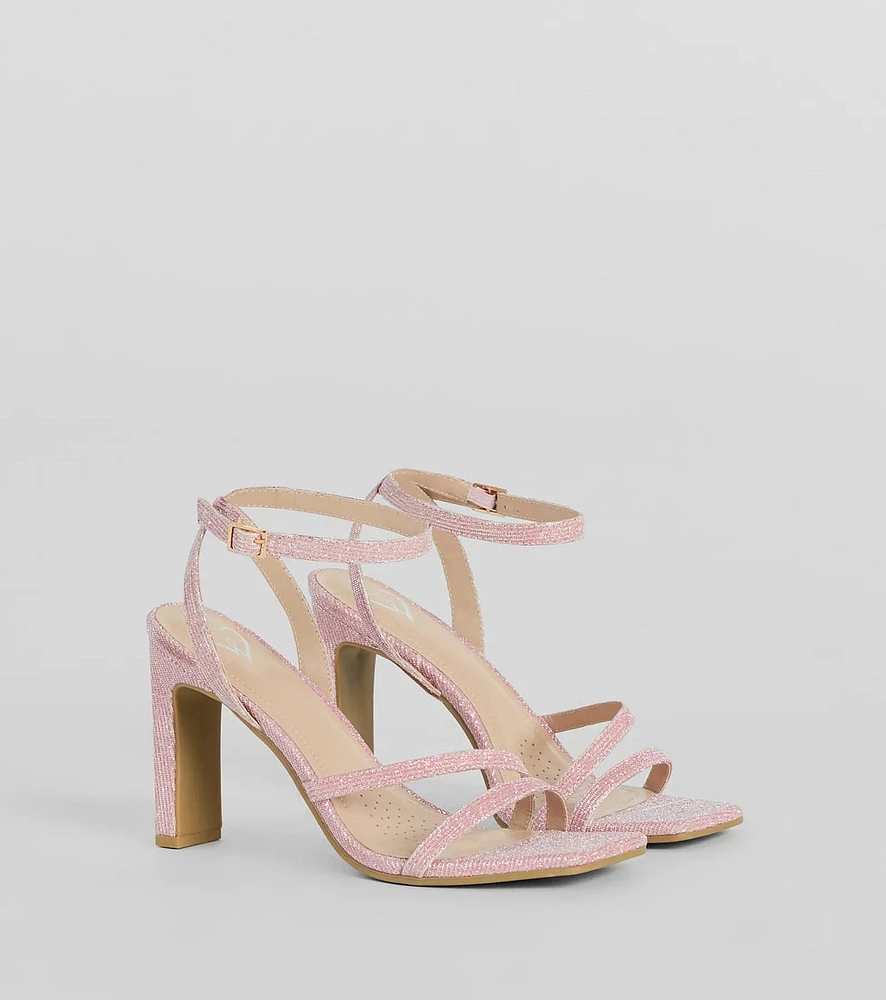 Time To Shine Glitter Strappy Block Heels