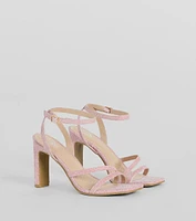 Time To Shine Glitter Strappy Block Heels