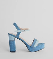 Style Quotient Platform Denim Block Heels