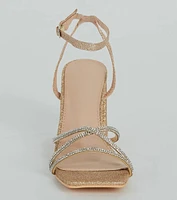 So Speechless Glitter Strappy Block Heels