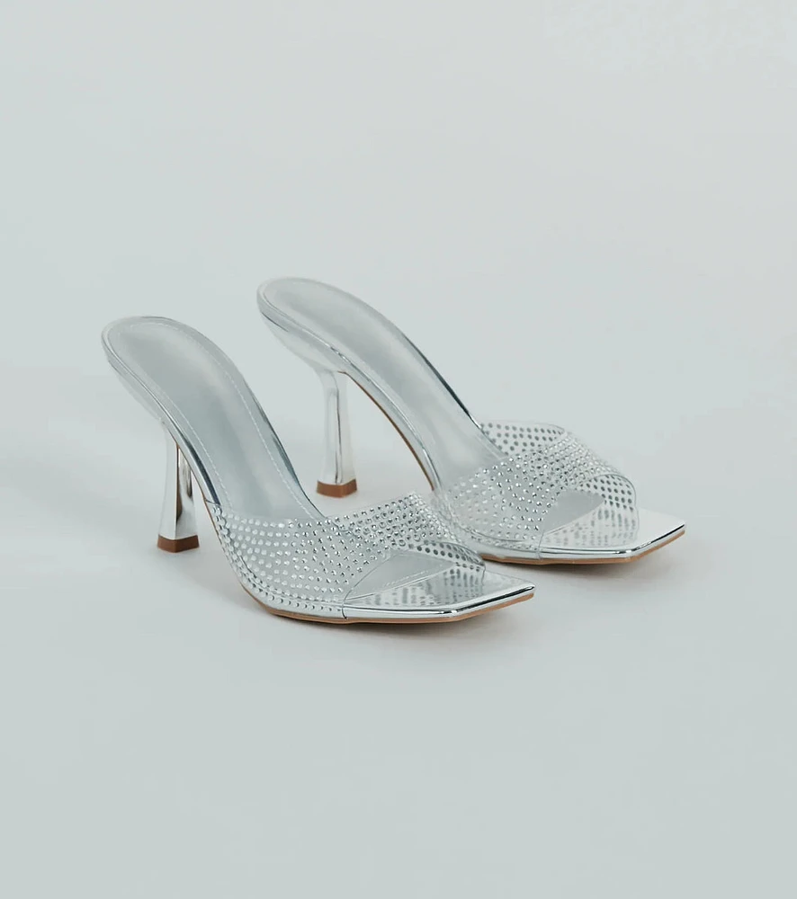 A Little Glitz Rhinestone Metallic Stiletto Mules