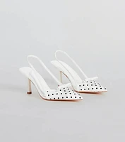 Adorably Posh Polka Dot Mesh Slingback Pumps