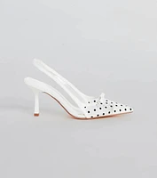 Adorably Posh Polka Dot Mesh Slingback Pumps