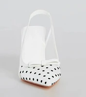 Adorably Posh Polka Dot Mesh Slingback Pumps