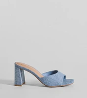 Denim Diva Square Toe Block Heels