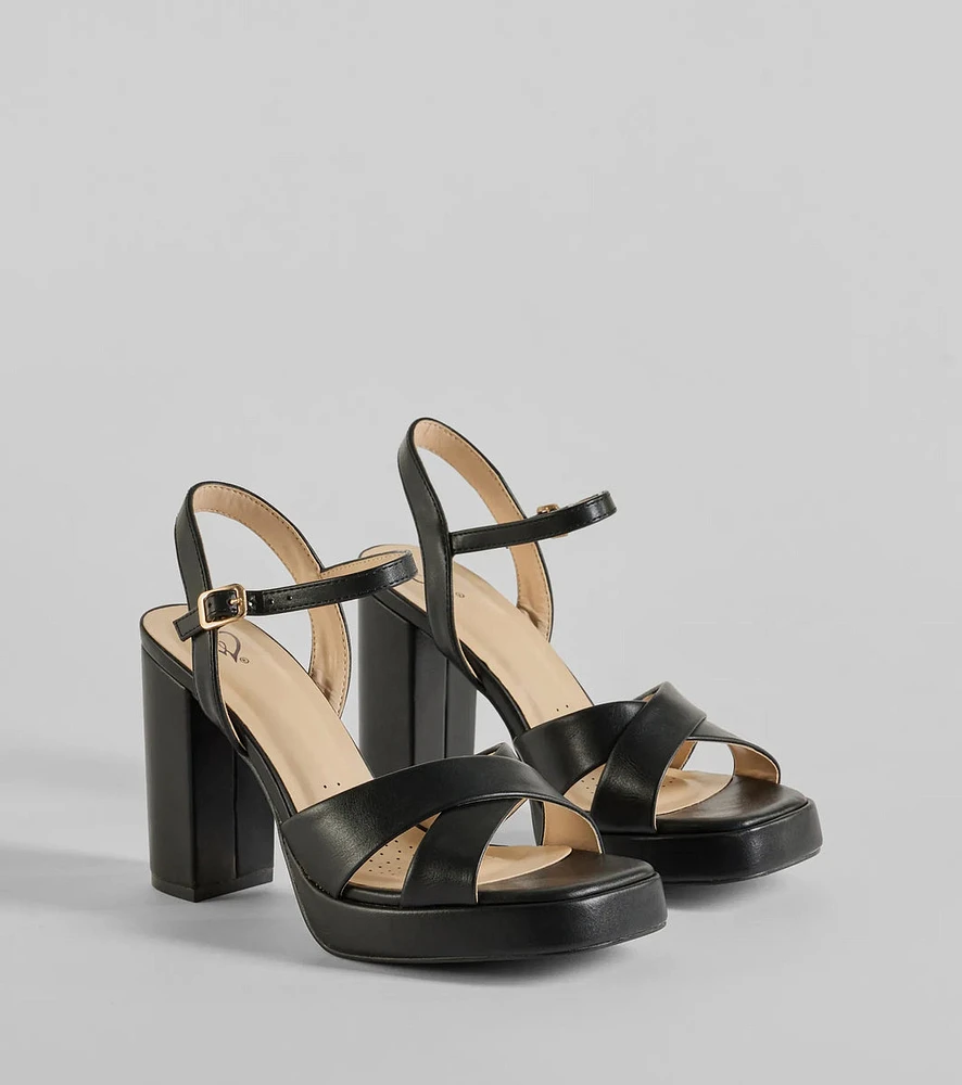 Timeless Treasure Criss-Cross Platform Block Heels