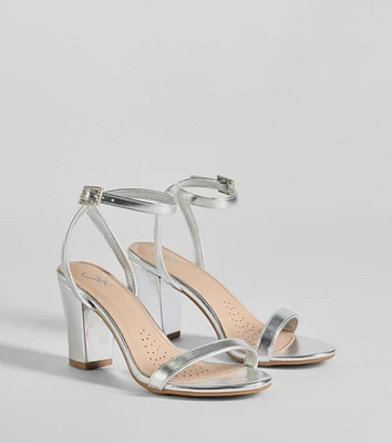 Pretty Metallic Basic Block Heels