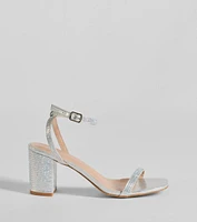 Glamour Ensured Rhinestone Glitter Block Heels