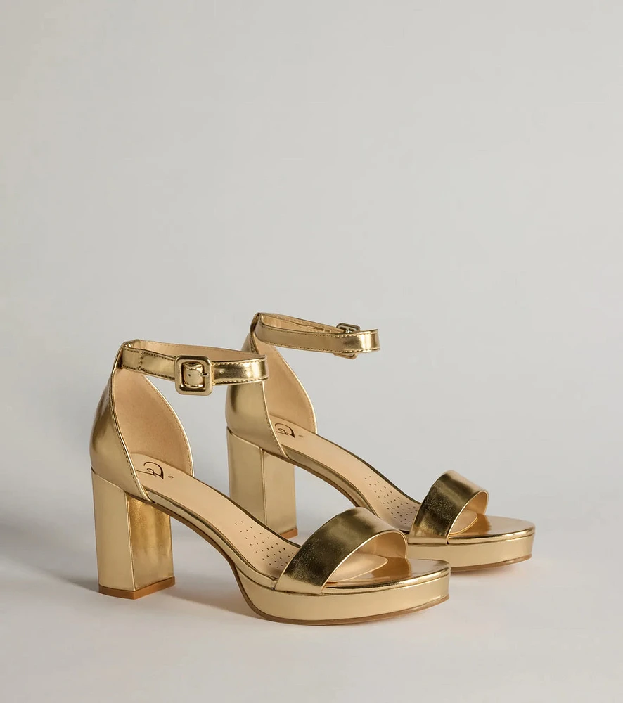 Bring The Shine Metallic Faux Leather Platform Heels