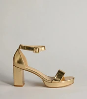 Bring The Shine Metallic Faux Leather Platform Heels