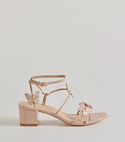 Feeling Fly Butterfly Patent Block Heels