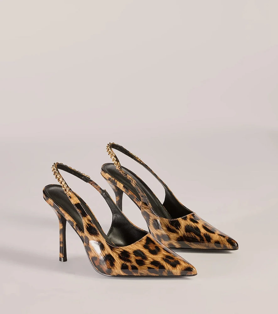 Wild Glam Leopard Print Slingback Pumps