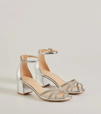 Mesmerizing Luxe Strappy Rhinestone Low-Block Heels