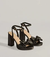 Icon Era Satin Bow Strap Platform Heels