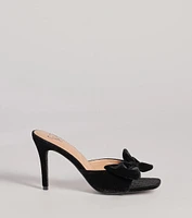 Adorably Luxe Velvet Bow Strap Stiletto Mules