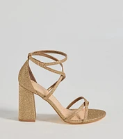 Glitzy Strut Glitter Mesh Block Heels