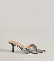 Sassy Impression Snake Print Stiletto Mules