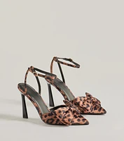 Sassy Strut Leopard Print Bow Stiletto Heels