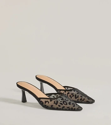 Fierce Moment Leopard Print Kitten Heeled Mules