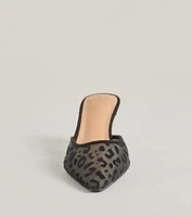 Fierce Moment Leopard Print Kitten Heeled Mules