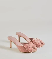 Sweet Romance Velvet Bow Stiletto Mules